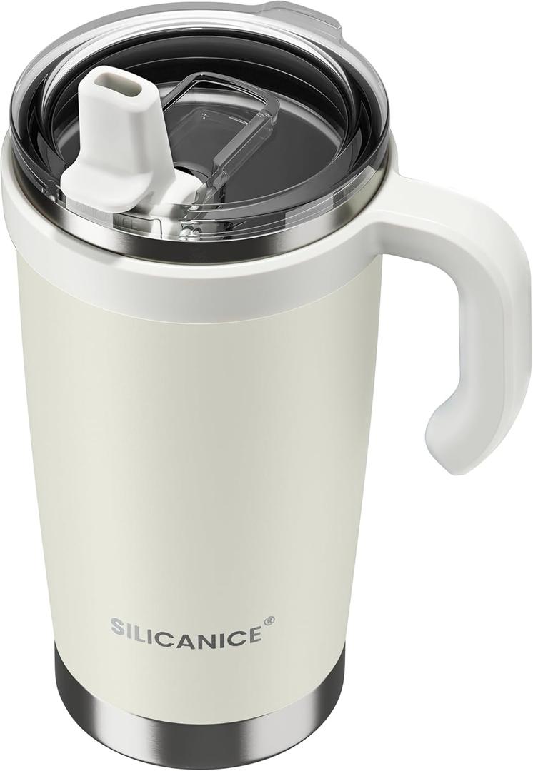 For Iced Coffee & Smoothies Never Drink from a Moldy Lid Again: 20oz Hygienic Tumbler, 100% Leakproof Lid & Removable Foldable Spout. Reinforced Base, Fits Cup Holders - Cream