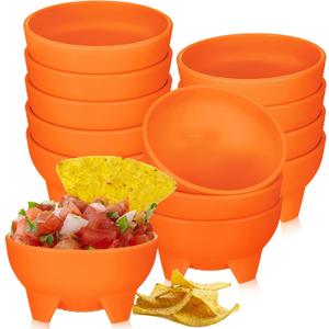 Maxcheck 12 Pcs Salsa Bowls for Party 4.5" Diameter, Plastic Mexican Salsa Bowls Guacamole Cute Chips and Food Serving Dish for Party Fiesta Chip Dish food Candy(Orange)