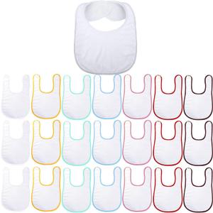 Geyoga 20 Pieces Sublimation Blanks White Bibs for Baby Decorating Washable Reusable Fabric Bibs (Assorted Colors)