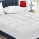 CYMULA King Size Mattress Topper - Extra Thick Cooling Mattress Pad Cover for Back Pain - Soft Mattress Protector Firm Bed Topper Pillow Top with 8-21 Inch Deep Pocket 3D Snow Down Alternative Fill (White)