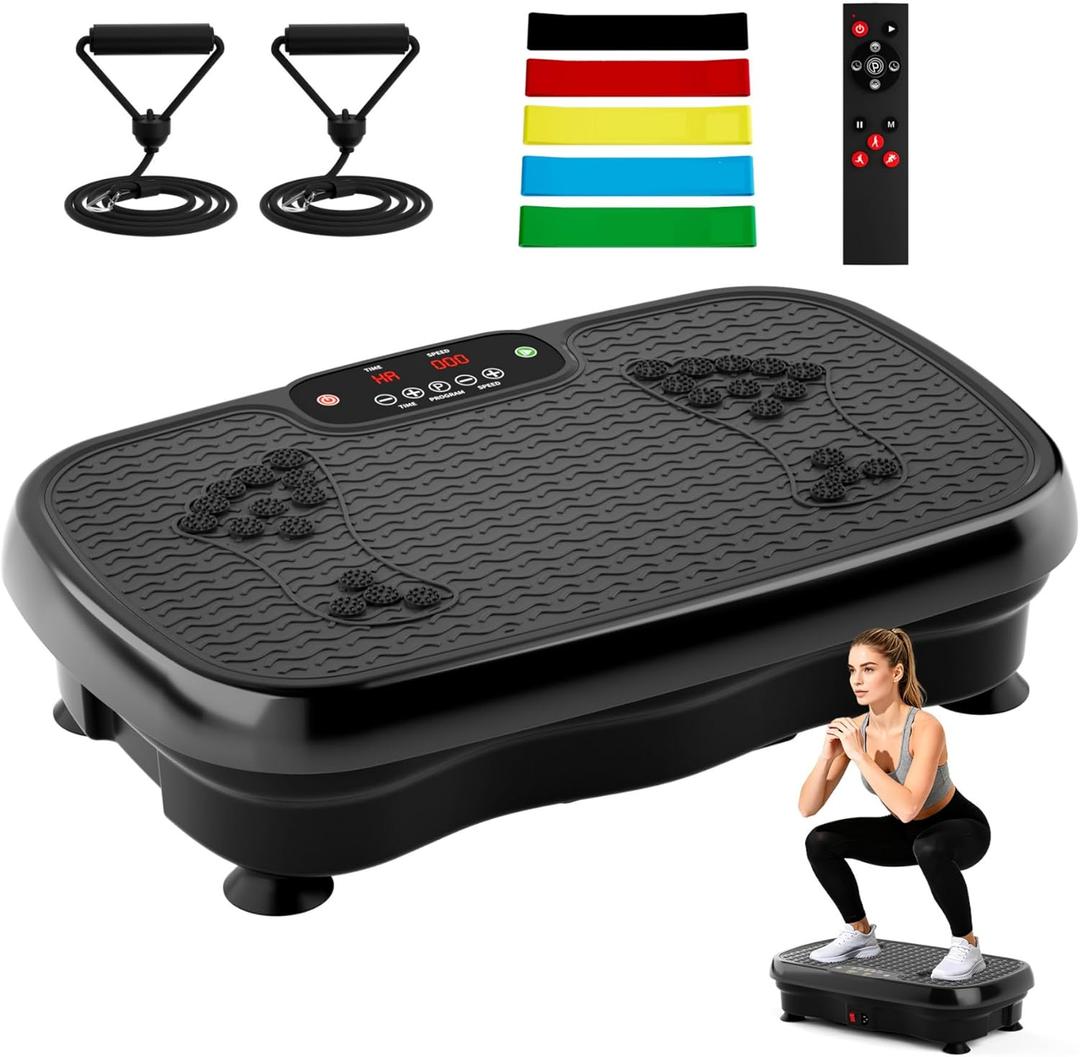 TDH Vibration Plate Exercise Machine, 10 Preset Modes & 120 Levels Vibrating Platform for Lymphatic Drainage, Weight Loss and Fat Burning, Shake Platform for Men and Women