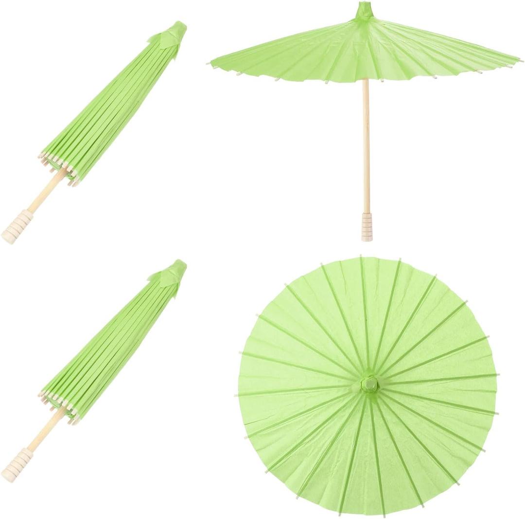 MECCANIXITY 2 Pcs Paper Umbrellas ,12" Paper Parasol Umbrella DIY Oiled Paper Painting Umbrellas for Photography Props Craft Party Wedding Decoration,Green