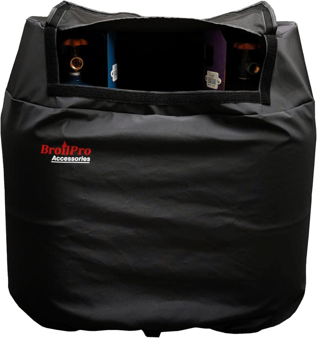 BroilPro Accessories RV Trailer Propane Tank Cover, Fit for Dual 30lb Tanks, Waterproof Replacement Covers for RV/Trailer/Camper, RV Parts RV Accessories -Black