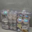 SHareconn 103ct Christmas Tree Balls Ornaments, Disco iridescent sequin gift box, Shatterproof Plastic Decorative Baubles for Xmas Tree Decor Holiday Wedding Party Decoration with Hanging Hooks, White