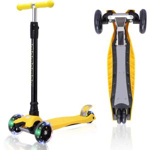 3 Wheel Scooter for Kids Ages 6-12,Kids Scooter with Light Up Wheels, Sturdy Deck Design, and 4 Height Adjustable Suitable for Kid Ages 3-12