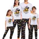 MyFav Matching Pajamas for Family Halloween Short Sleeve Long Pant Sleepwear Holiday Pajamas for Family (XL)