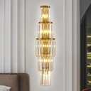 29.5 inch Modern Wall Sconce Contemporary Crystal Wall Sconce 5-Light Gold Bathroom Light Fixtures for Bedroom Hallway Living Room