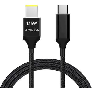USB C to Slim Tip Charging Cable (135W 2m Nylon Braided), DC 11x4.5mm Compatible for Thinkpad Series Yoga Series E440 E450 E550 E560 T430 T440 T440S X250 L460