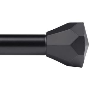Black Curtain Rod for Windows- EUPLAR 1 Inch Window Curtain Rod 36 to 72 Inch Adjustable with Diamond End Finials, Telescoping Metal Single Drapery Rods