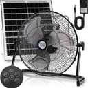 14" Solar Powered Fan, 18000mAh Floor Fan Rechargeable, 20W Solar Panel & AC Charger with Remote, 12 Speeds, 5-24 H, Timer, Cordless, Head Tilt, for Indoor Home Outdoor Camping Yard Hurricane Outage