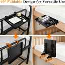 Bedside Bunk Bed Shelf for College Dorm Essentials, Bedside Caddy with Cable Catch & Bedside Organizer, Floating Nightstand for Bed Room, Office, Dorm Room, Metal Beside Tray, Bed Table, Black