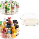 3 Pack Lazy Susan Organizer for Pantry Storage with Non-Skid Liner, 12" Clear Rotating Lazy Susan Turntable for Coner Cabinet, Kitchen Sink, Bathroom, Countertop, Lift-up Design for Easy Moving
