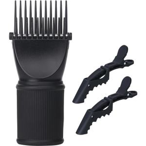 PERFEHAIR Universal Blow Dryer Comb Attachment for Coarse, Curly Hair - Unbreakable Teeth, Hot Resistant Grip, Fits 1.5"-2" Nozzles, Salon Fast Blowout & Straightening Tool, Black