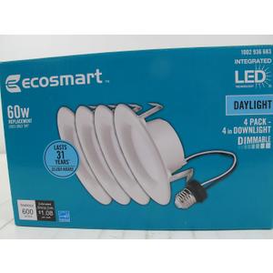 EcoSmart 4 in. White Integrated LED Recessed Trim, Daylight (4-Pack)