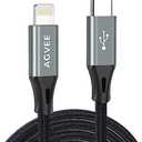 AGVEE 2 Pack 15ft 30W USB-C to Lightning Cable, Braided MFI PD Type-C to 8 Pin Charger Cord i-Phone Charging Wire, for iPad Pro iPhone 14 13 12 11 Pro Max, Case Friendly Dark Gray