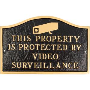 Montague Metal Products SP-86sm-W-BG This Property is Small Soft Arch Black/Gold Statement Plaque, 6.375 x 9.75