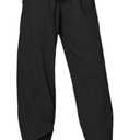 Springrain Women's Capri Pants Casual Summer Cotton Linen Cropped Tulip Pants Lounge Pants Trousers (Black, S)