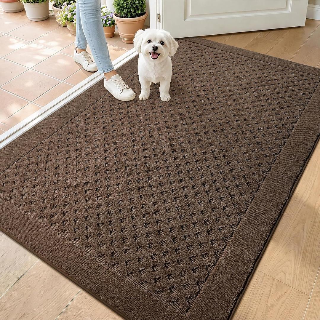 Dirt Trapper Door Mat 36"x 60", Non-Slip Entryway Rugs, Brown