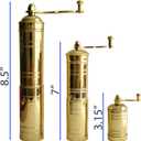 Set of Three Turkish Manual Coffee Grinders, Brass Coffee Mill with Handle, Fixed Top Pepper Grinder, Kitchen Decor