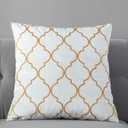 TAOSON Pack of 2,Moroccan Quatrefoil Geometric Bronzing Printed Cozy Soft Throw Pillow Cases Cushion Covers Shells for Sofa Couch Bed Home Decoration 18 x 18 Inches, White and Gold (18" x 18" (Pack of 2), 04-white)