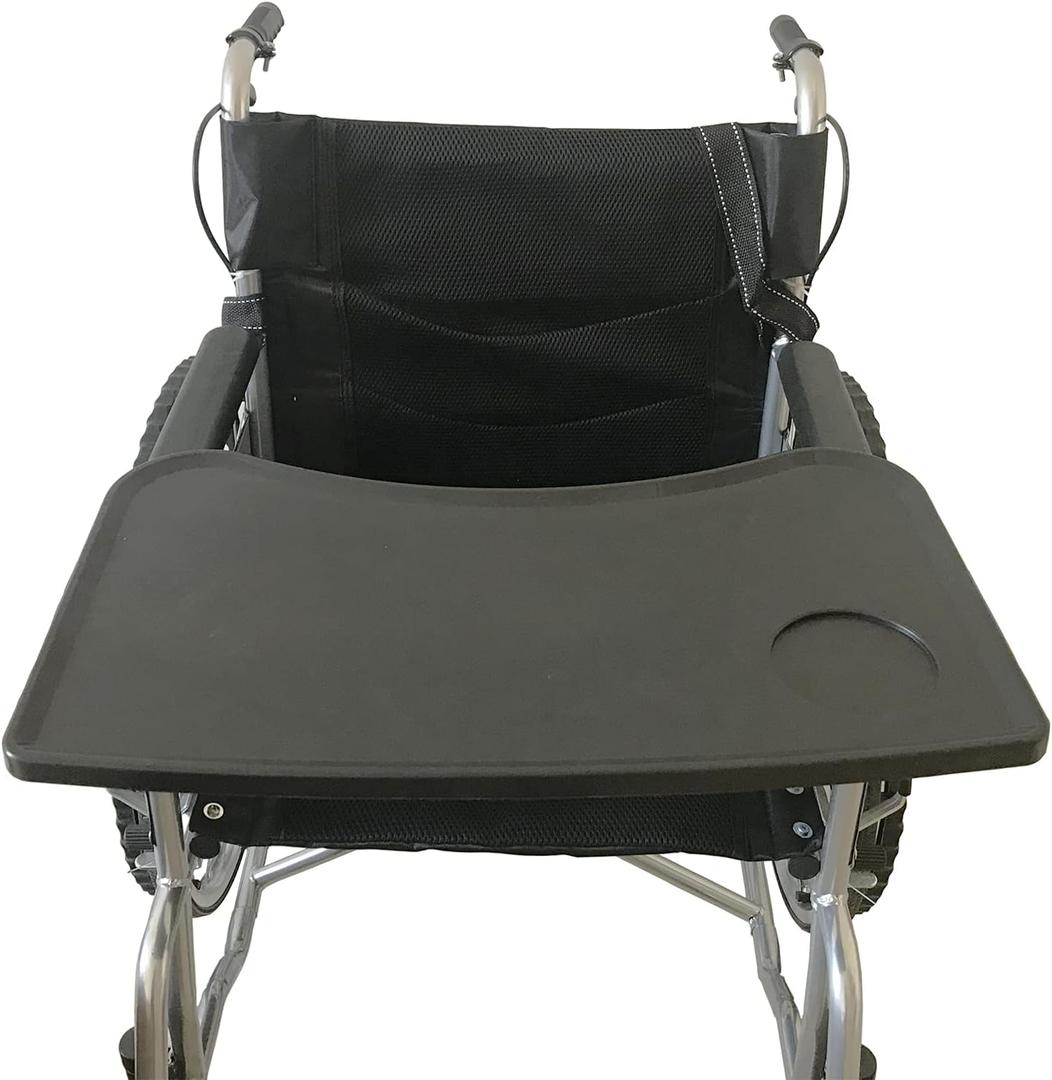 Wheelchair Tray, Detachable Wheelchair Table Removable Adult,Mobility Accessory Attachment Cup Holder Durable, Wheelchair Accessories,Fits Wheelchair Arms of 16" - 20", with Secure Straps