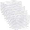 Wenqik 24 Pcs Plastic Storage Baskets for Classroom Organizing Small Pantry Storage Bins Rectangular Tray for Back to School Household Toys Classroom Bedrooms, Kitchens Countertops(Clear)