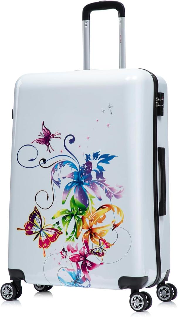 InUSA Fusion Print Luggage with Spinner Wheels | Durable Lightweight Hardside Suitcase | Travel Bag with Handle and Trolley | 28-Inch Large Checked luggage