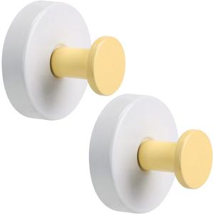 Suction Cup Hooks for Shower No-Drill Bathroom Hooks for Towels, Robes, Loofah Mountable on Bathroom Walls, Kitchen, Glass, Mirrors, Tile and Smooth,Non-Porous Surfaces (2, Lemon Yellow White)