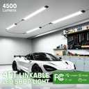 T5 LED Shop Light, 4FT 4500LM Garage Lighting, 45W (150W Equivalent), 6500K Linkable Integrated Light Fixture with ON/OFF Switch, Hanging or Ceiling Mount Bright White Light for Workshop (4 Pack)