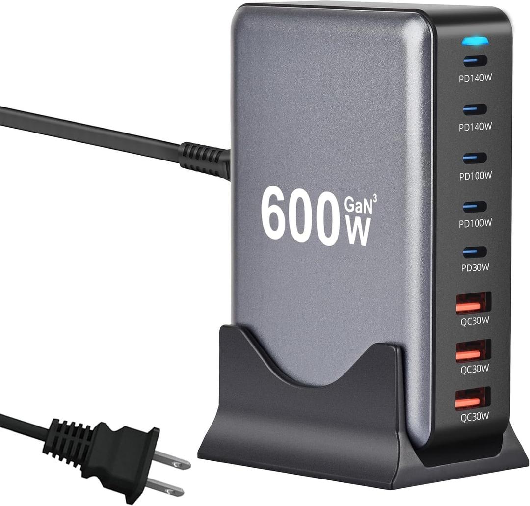 600W USB C Fast Laptop Charging Station, 8 Port Multi Charger Block GAN III Fast Charging Brick Charger for Multiple Devices 140W PD3.0 PPS Compatible with MacBook Pro/Air/iPad iPhone 16/15/14/13 600W USB C Fast Laptop Charging Station, 8 Port Multi Charger Block GAN III Fast Charging Brick Charger for Multiple Devices 140W PD3.0 PPS Compatible with MacBook Pro/Air/iPad iPhone 16/15/14/13