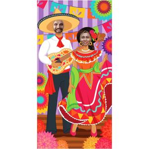 JOYIN 36x72ft Cinco de Mayo Couple Photo Door Banner, Fiesta Theme Photography Backdrop, Fiesta Photo Booth Background for Mexican Theme Birthday Party Supplies, Mexican Decoration, Taco Tuesday Event