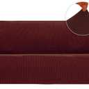 Qubjus Stretch Sofa Slipcover Loveseat Slipcovers for 2 Cushion Couch Soft Couch Cover Furniture Protector Jacquard Fabric Small Checks with Elastic Bottom for Kids Pets (Burgundy, Medium)