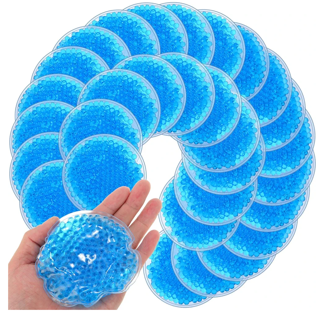 Woanger 30 Pieces Boo Boo Ice Pack Reusable Cold Packs Round Small Ice Packs for Bump Wisdom Teeth Breastfeeding Tired Eyes Dark Circles Face Pain Relief(Blue)