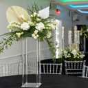 YALLOVE Acrylic Flower Stand, Set of 2 Clear Pedestal, 23.6 Inch Tall Vases for Wedding Event Party Props, Home Decor