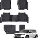 Auxko All Weather Floor Mats Fit for Jeep Grand Cherokee L 7 Seat(2nd Row Bench Seat) 2021-2024 2025 TPE Rubber Liners Accessories All Season Guard Odorless 3 Row Black (3 row floor mats)