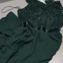 BeryLove Wedding Guest Dress for Women Sequin Formal Party Dress Evening Two Piece Glitter Long Cocktail Birthday Dress 7079 Dark Green, M