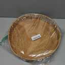 Coffee Table Tray Round Rattan Ottoman Tray Woven Serving Trays with Handles for Home and Kitchen Decorative Natural (Large 14 inch x 2.4 inch)