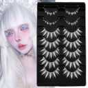 White Lashes with Spikes & Bottom  16mm Spiky Manga Eyelashes Halloween Gojo Cosplay Eye Look lashes for Anime Makeup, 7 Pair