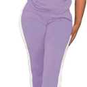 PINSV Women's 2 Piece Outfits Short Sleeve Tops Sweatpants Colorblock Bodycon Lounge Sets Tracksuit (XL)