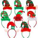 Aodaer 8 Pack Christmas Headbands Cute Elf Hat Costume Headwear Christmas Hair Hoop for Christmas Party Holiday Favors Elves Party Decoration