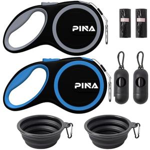 PINA Retractable Dog Leash, 26ft Dog Leash for Small Medium Large Dogs Up to 110lbs, 360° Tangle-Free Strong Reflective Nylon Tape, with Anti-Slip Handle, One-Handed Brake, Lock - 2PACK
