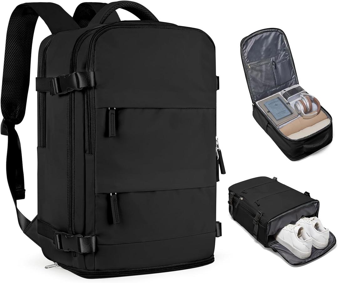 Travel Backpack For Women Men Airline Approved Carry On Backpack Flight Approved Waterproof Sports Luggage Backpack Casual Daypack Small Hiking Backpacks Black Backpacks (Standard)