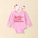 Baby Girl Valentine's Day Outfits Heart Print Romper+Flared Pants+Headband Infant Clothes 0-18 Months (Daddy's Little Valentine-pink)