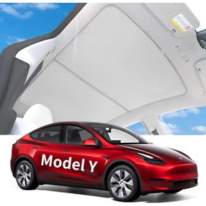 2025 Upgrade Tesla Model Y Sunshade Roof [Magnetic-Mid Design, No-Gap/Sag-Free] Foldable Heat Insulation Glass Roof Sun Shade for Tesla Model Y Accessories 2025 2024-2020 (Not for New Y Juniper)