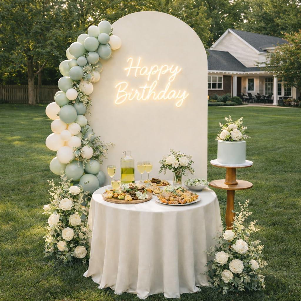 Round Top Arch Backdrop Cover - 7.2FT Spandex Arch Stand Cover for Bridal, Birthday, Wedding, Baby Shower & Banquet Photo Arches Decoration, Cream