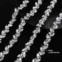 BBTO Rhinestone Chain Trim Applique Embellishment Crystal Wedding Bridal Costume Flower Leaf Chain Sewing Bling Trim for Jewelry DIY Necklace Bags Parties(3 Yards,Silver)