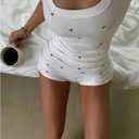 SOLY HUX Women's Summer 2 Piece Outfits Heart Print Sleeveless Tank Tops and Shorts Matching Set Lounge Set (White, M)