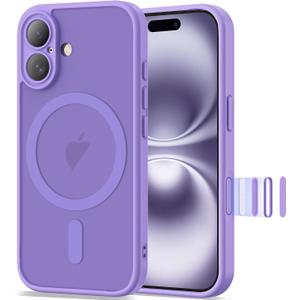 Compatible with iPhone 16 Case 6.1" [Compatible with Mag-Safe][Camera Control Button] Magnetic Matte Translucent Phone Case for iPhone 16,Purple