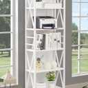 HOMISSUE Tall Bookshelf, 6-Tier Book Shelf, Rustic Wood Metal Bookshelves and Bookcases, Freestanding and Industrial Open Bookcase for Home Office, Living Room and Bedroom, Vintage, White