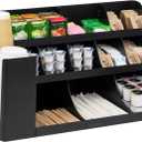 Mind Reader Extra Large Cup and Condiment Station, Countertop Organizer, Coffee Bar, Kitchen, Stirrers, 24"L x 11.5"W x 12.5"H, Black